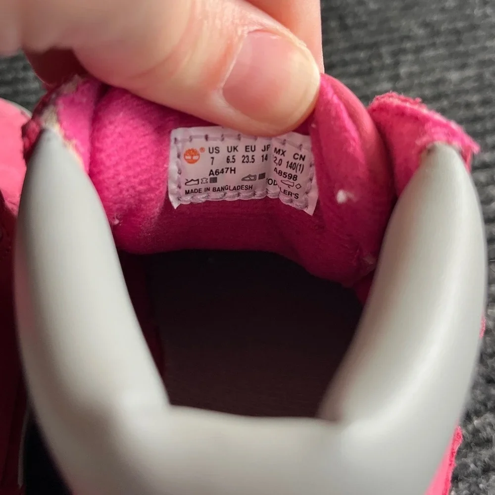 Timberland Courma Kid Winter Boot Toddler 7 Pink Grey Nubuck Leather Hook Loop